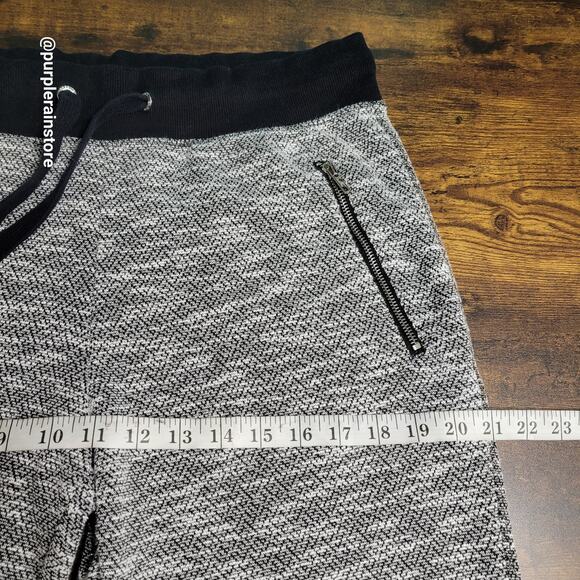 Green Tea Joggers XL Terry Knit High Rise Black White Stretch Athleisure Active - Picture 6 of 10